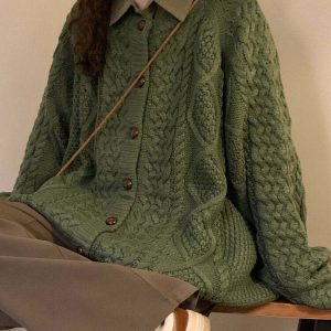 Y2K & 90s Fashion: Retro Grandma Collar Cardigan - Perfect for Grunge, Summer, and Party Out