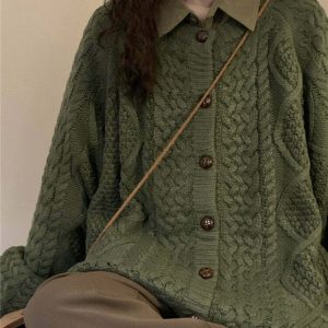 Y2K & 90s Fashion: Retro Grandma Collar Cardigan - Perfect for Grunge, Summer, and Party Out