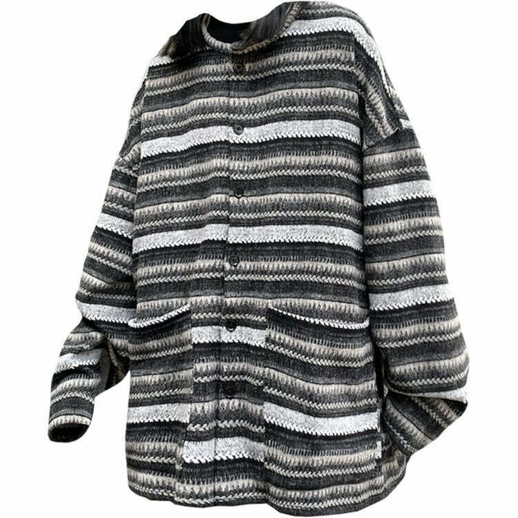 Y2K & 90s Fashion: Retro Striped Cardigan Sweater - Grunge, Goth, Summer & Party