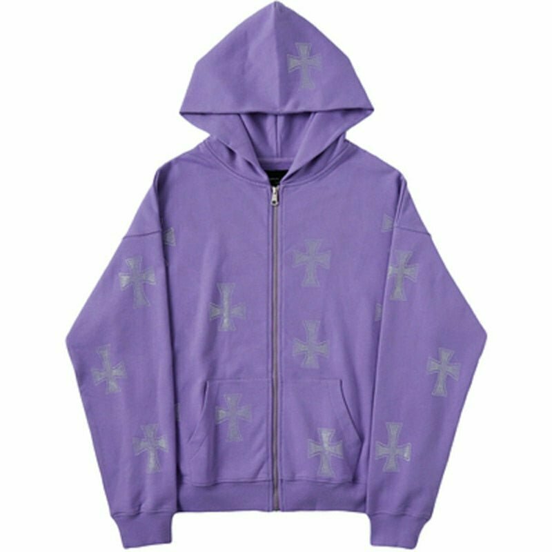 Y2K & 90s Fashion Rhinestone Graphics Oversized Hoodie - Grunge, Retro, and Pastel Goth Styles