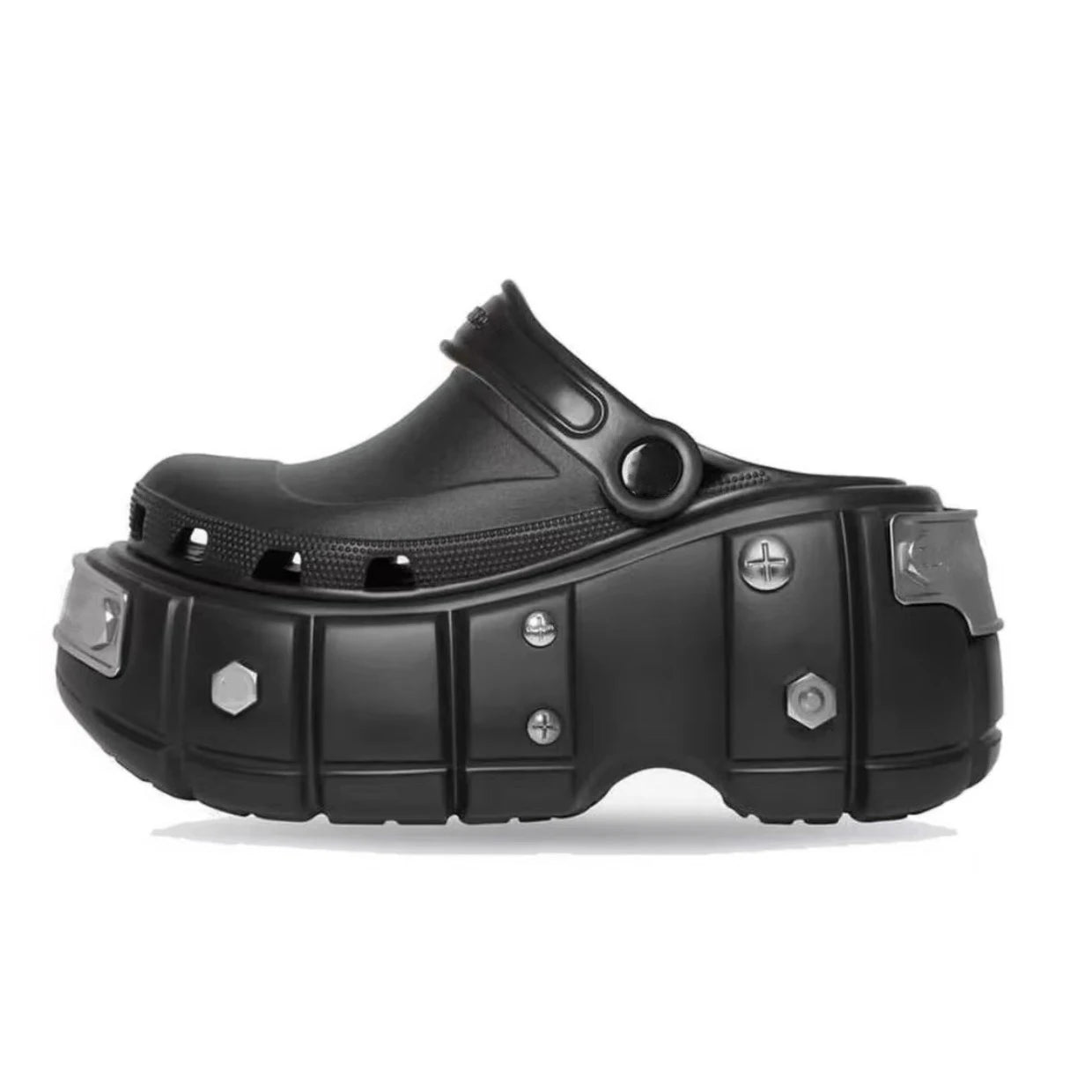 Y2K & 90s Fashion Rivet Black Sandals - Perfect for Grunge, Retro, and Summer Outfits