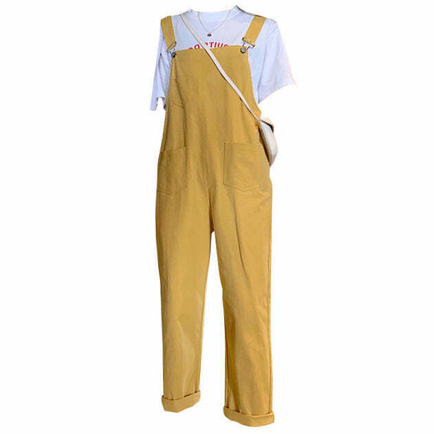 Y2K & 90s Fashion School Bus Dungarees - Retro Grunge Summer Outfit, Y2K Party