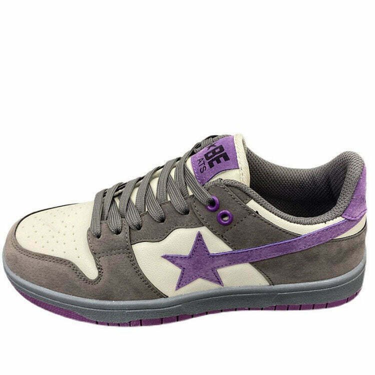 Y2K & 90s Fashion Shooting Star Aesthetic Sneakers - Retro Grunge, Hip Hop, Pastel Goth