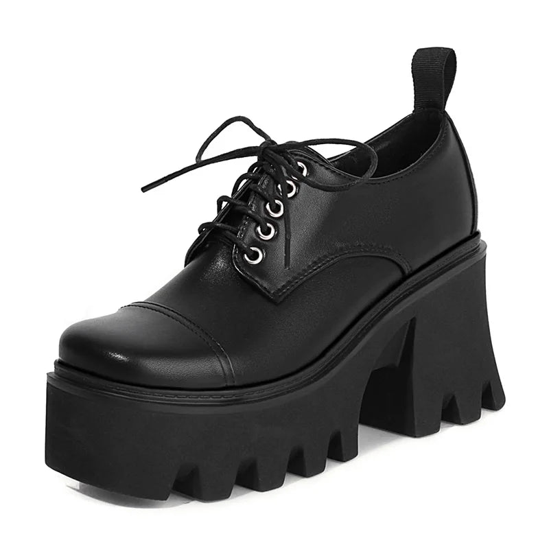 Y2K & 90s Fashion Silver Platform School Shoes - Retro Grunge, Goth, and Hip Hop Style