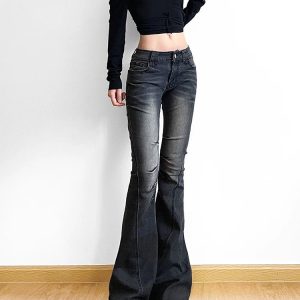 Y2K & 90s Fashion Skinny Flare Low Rise Jeans - Retro Grunge, Hip Hop, Summer Outfits