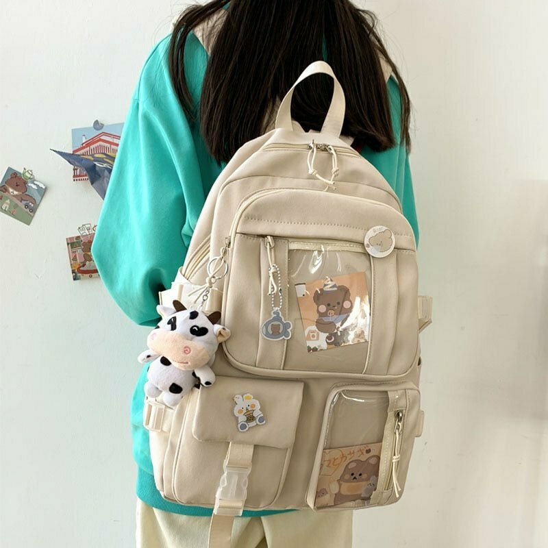 Y2K & 90s Fashion Solid Color Aesthetic Cute Backpack - Perfect for Y2K Summer Outfits & Gr