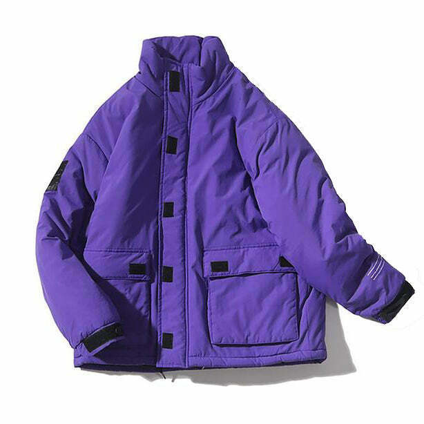 Y2K & 90s Fashion Solid Puffer Jacket - Retro Grunge, Summer, Party & Club Outfits