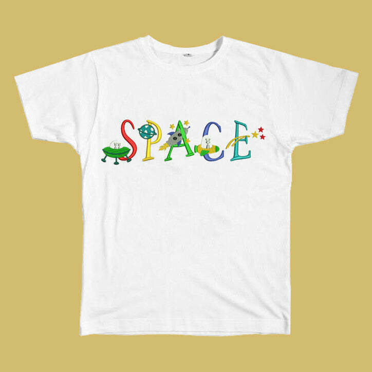 Y2K & 90s Fashion Space Embroidered Tee - Retro, Grunge, Summer, Party, and Club