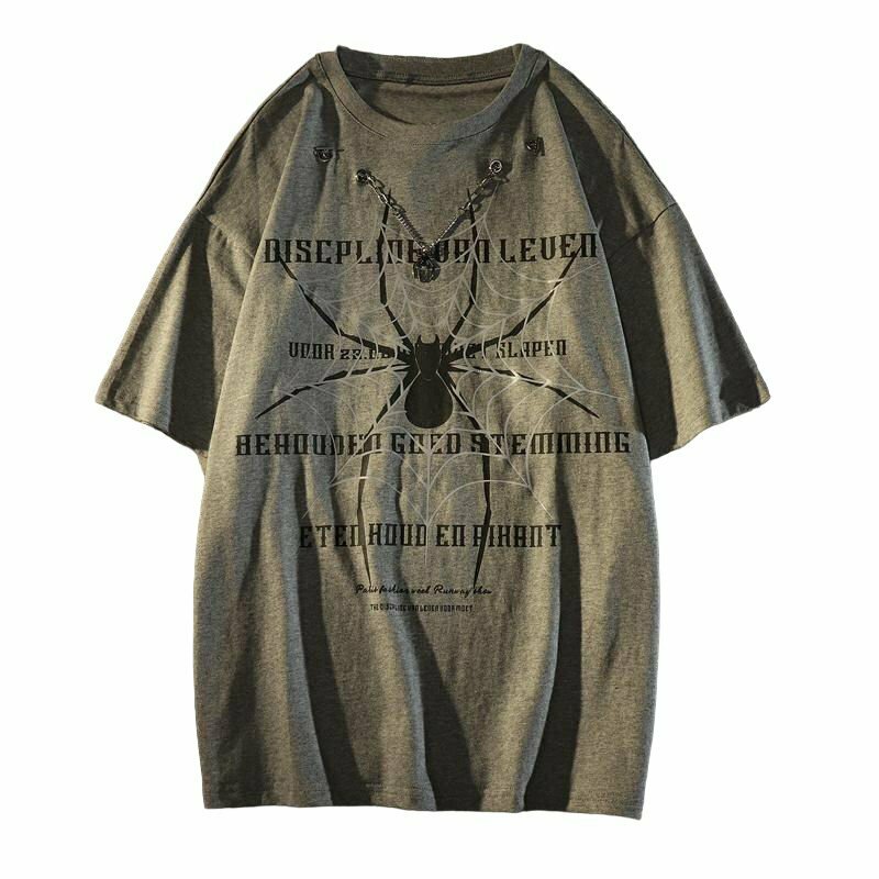 Y2K & 90s Fashion Spider Letter Ins T-Shirt - Retro Grunge, Summer, Party, and Club Out