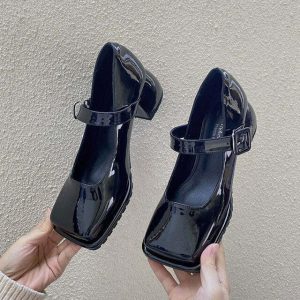 Y2K & 90s Fashion Square Toe Mary Jane Sandals - Retro, Grunge, and Pastel Goth Styles