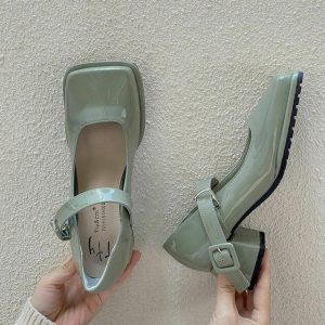 Y2K & 90s Fashion Square Toe Mary Jane Sandals - Retro, Grunge, and Pastel Goth Styles