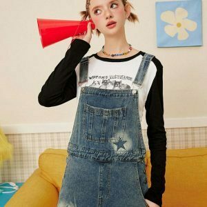 Y2K & 90s Fashion Star Girl Denim Overalls - Grunge, Retro, Summer, Party & Club Out