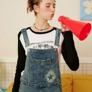 Y2K & 90s Fashion Star Girl Denim Overalls - Grunge, Retro, Summer, Party & Club Out