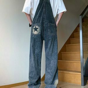 Y2K & 90s Fashion Star Girl Denim Overalls - Grunge, Retro, Summer, Party & Club Out