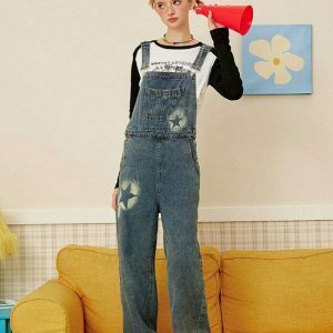 Y2K & 90s Fashion Star Girl Denim Overalls - Grunge, Retro, Summer, Party & Club Out