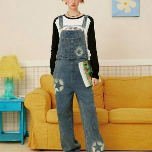 Y2K & 90s Fashion Star Girl Denim Overalls - Grunge, Retro, Summer, Party & Club Out