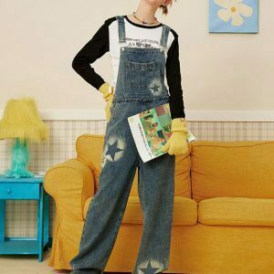 Y2K & 90s Fashion Star Girl Denim Overalls - Grunge, Retro, Summer, Party & Club Out