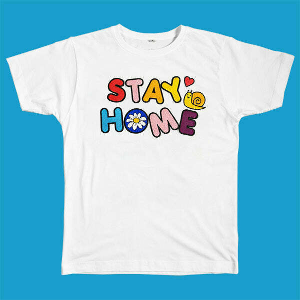 Y2K & 90s Fashion Stay Home T-Shirt - Retro Grunge, Summer, Party & Club Outfits