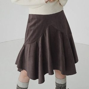 Y2K & 90s Fashion Straight Knee-Length Skirt - Retro, Grunge, Summer, Party, Club Out