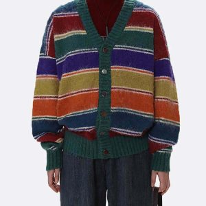 Y2K & 90s Fashion Striped Cardigan - Perfect for Summer, Grunge, and Retro Outfits