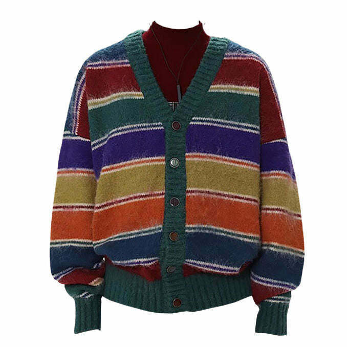 Y2K & 90s Fashion Striped Cardigan - Perfect for Summer, Grunge, and Retro Outfits