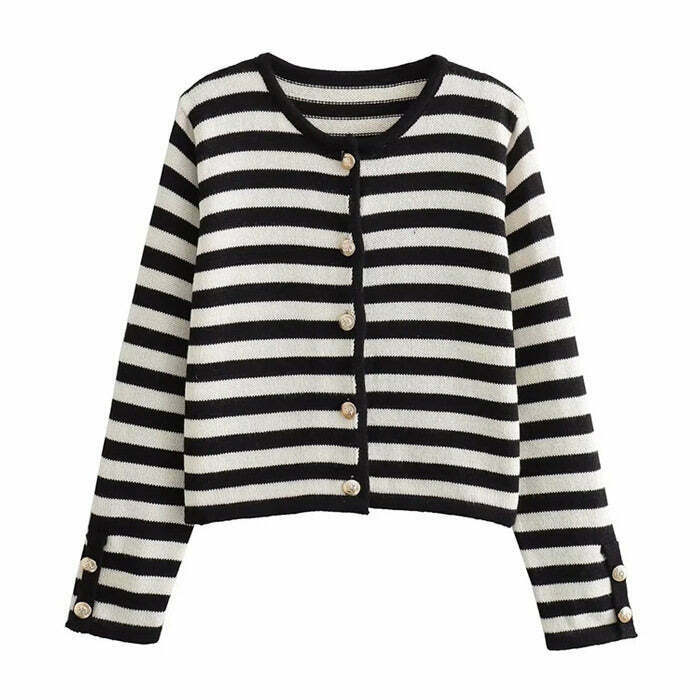 Y2K & 90s Fashion Striped Cardigan - Retro Grunge, Summer Outfits, Baby Tees,