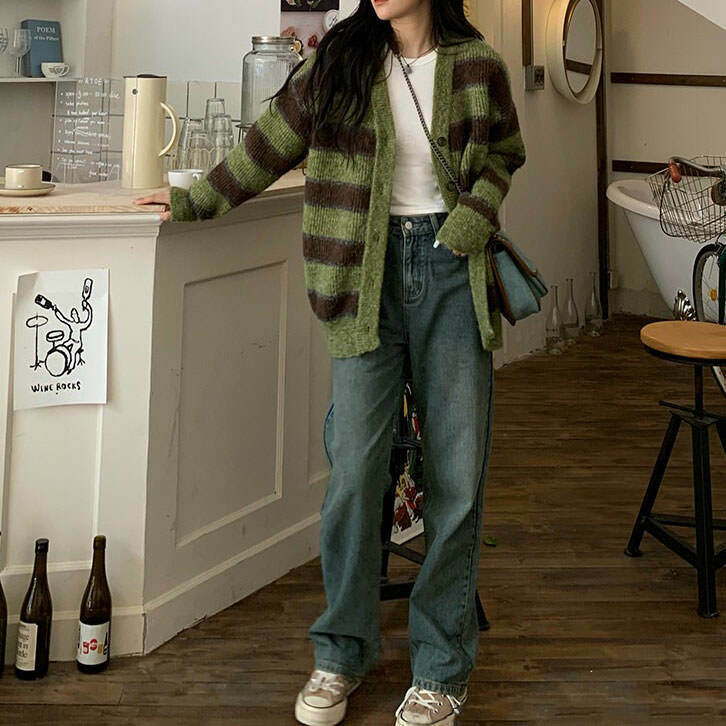 Y2K & 90s Fashion Striped Cardigan - Retro Grunge, Summer Outfits, Baby Tees,