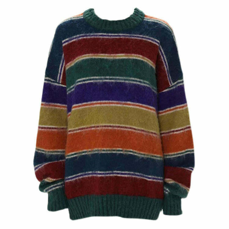 Y2K & 90s Fashion Striped Sweater - Retro, Grunge, Summer, Party, and Club Out