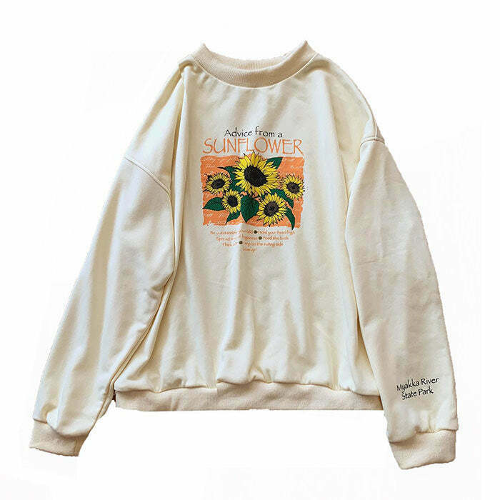 Y2K & 90s Fashion Sunflower Sweatshirt - Retro Grunge, Summer, Party, and Club Outfits