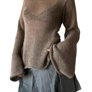 Y2K & 90s Fashion Tie Back Knitted Sweater - Grunge, Retro, Summer, Party, Club