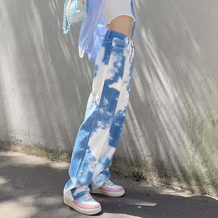 Y2K & 90s Fashion Tie Dye Wide Pants - Grunge, Retro, Summer, Party & Club Outfits