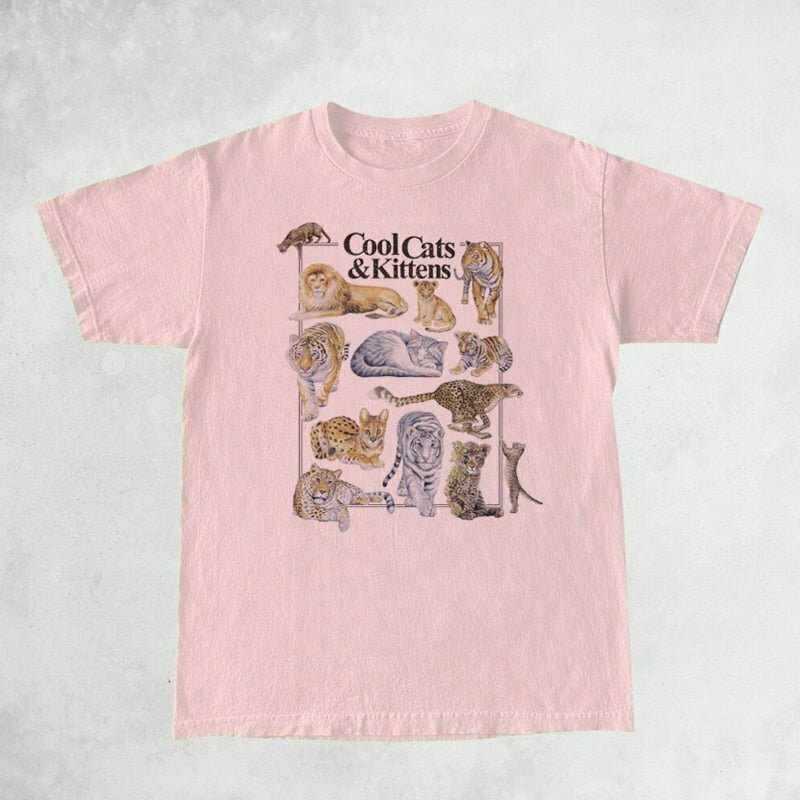 Y2K & 90s Fashion Vintage Feline Lover T-Shirt - Retro Grunge, Summer, Party & Club Out