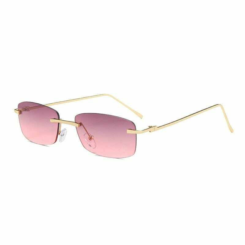 Y2K & 90s Fashion Vintage Rectangle Rimless Sunglasses - Retro, Grunge, Hip Hop Style