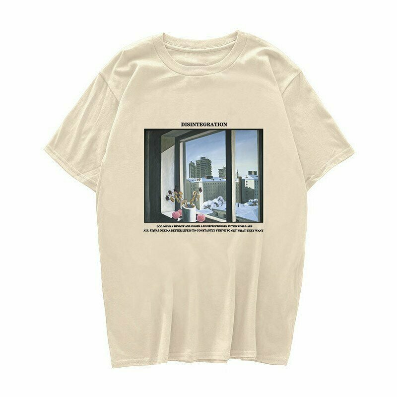 Y2K & 90s Fashion Vintage T-Shirt with Window Print - Perfect for Grunge, Retro, and Summer Out