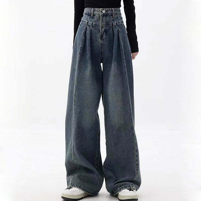 Y2K & 90s Fashion Vintage Wide Leg Jeans - Grunge, Retro, Summer & Party Outfits