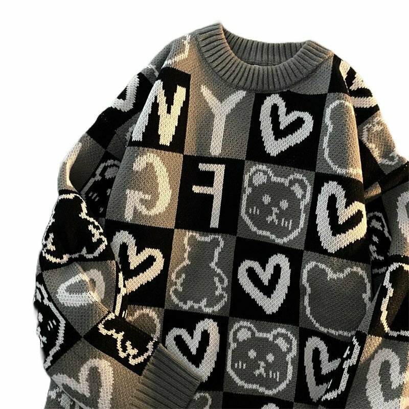 Y2K & 90s Fashion Vintage Winter Oversized Sweater - Grunge, Retro, Pastel Goth Style