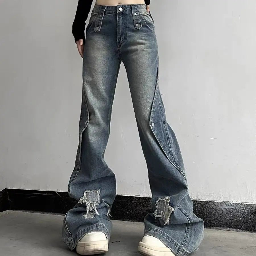 Y2K & 90s Fashion Wide Leg High Waist Jeans - Retro Grunge, Summer & Party Outfits