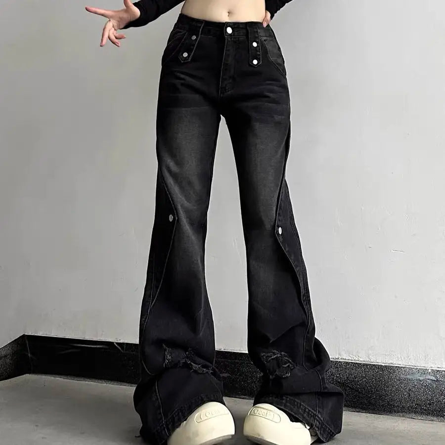 Y2K & 90s Fashion Wide Leg High Waist Jeans - Retro Grunge, Summer & Party Outfits