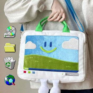 Y2K & 90s Fashion Windows XP Aesthetic Embroidery Handbag - Retro Grunge & Pastel Goth Style