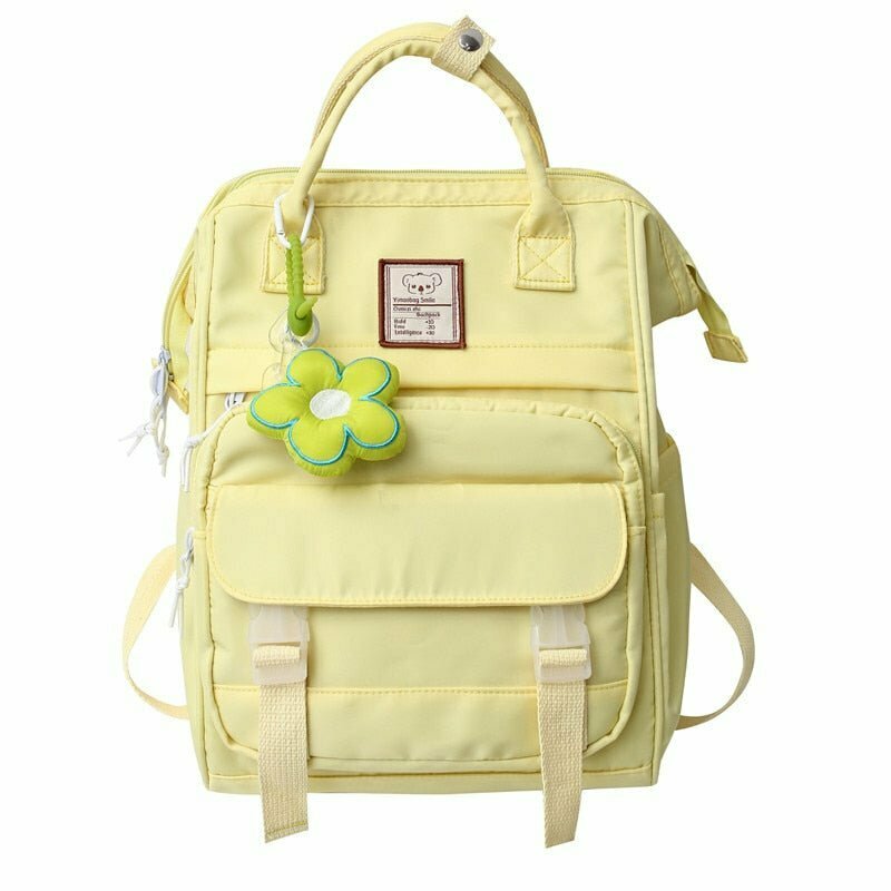 Y2K & 90s Fashion Yellow College Laptop Backpack - Retro Grunge, Summer, Party, & Club Outfits