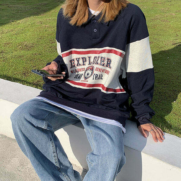 Y2K & 90s Grunge Explorer Sweatshirt - Retro, Hip Hop, Summer, Party, and Club Out