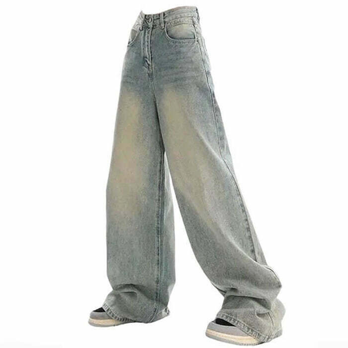 Y2K 90s Light Wash Baggy Jeans - Retro Grunge Summer Outfit, Y2K Fashion Essentials