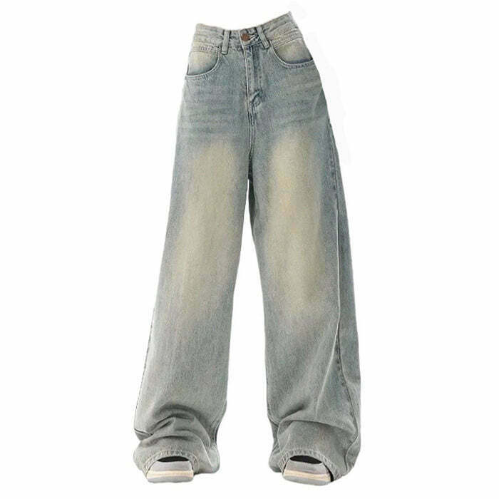 Y2K 90s Light Wash Baggy Jeans - Retro Grunge Summer Outfit, Y2K Fashion Essentials