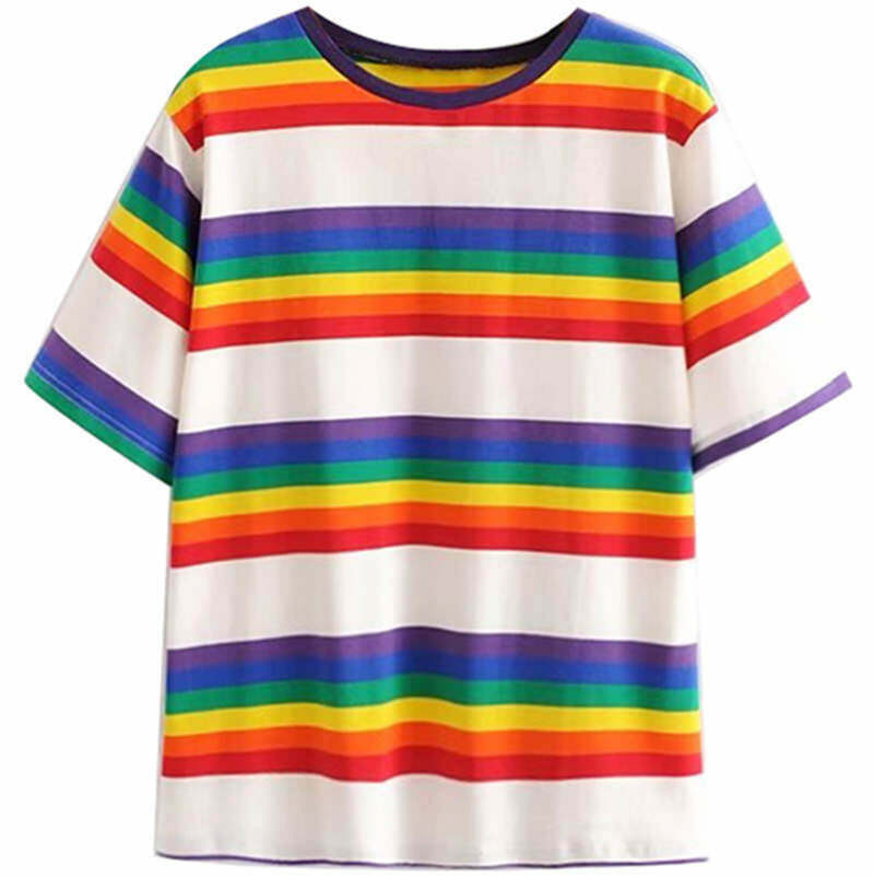 Y2K & 90s Rainbow Baby Tee - Retro Grunge, Summer Outfits, Popstar & Party Fashion