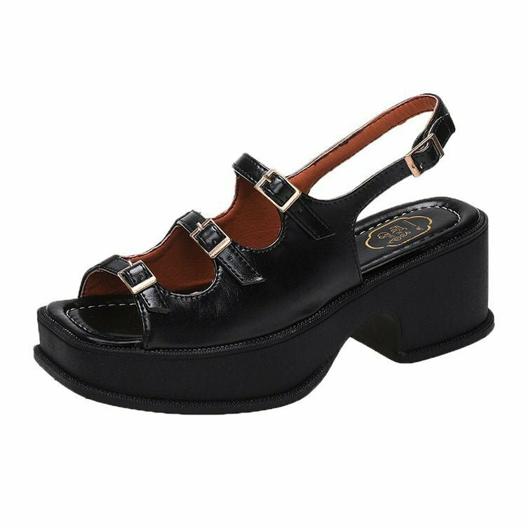 Y2K & 90s Retro Aesthetic Platform Sandals - Perfect for Grunge, Goth, and Summer Outfits