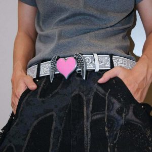 Y2K Aesthetic Angel Wings Heart Belt - 90s Grunge, Retro, Pastel Goth, Y2K