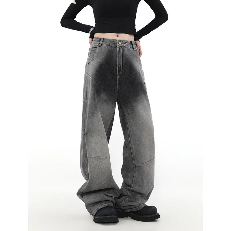 Y2K Aesthetic Black Jeans: Harajuku 90s Streetwear Denim Trousers