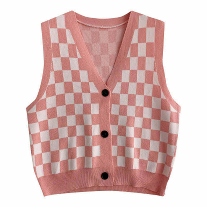 Y2K Aesthetic Checkboard Vest - 90s Grunge, Retro Summer, Y2K Party & Club Out