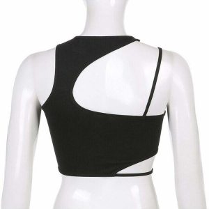 Y2K Aesthetic Hollow Out Crop Top - 90s Grunge, Retro Summer, Party & Club Outfits