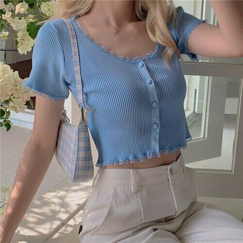 Y2K Aesthetic Pastel Crop Top - Perfect for 90s Grunge, Summer, and Retro Party Outfits